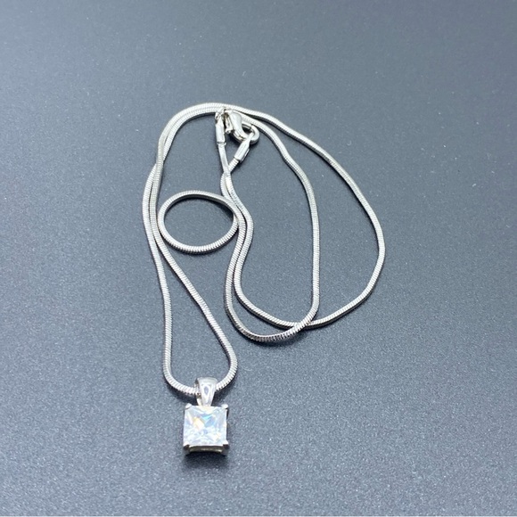 Signed RSE 925 Robert Seemann Danish Designer CZ Crystal Pendant Necklace 18" - Picture 2 of 7